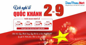 Thông báo lịch làm việc lễ Quốc khánh 2/9