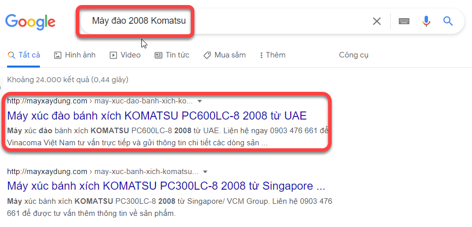 từ khóa máy đào 2008 Komatsu