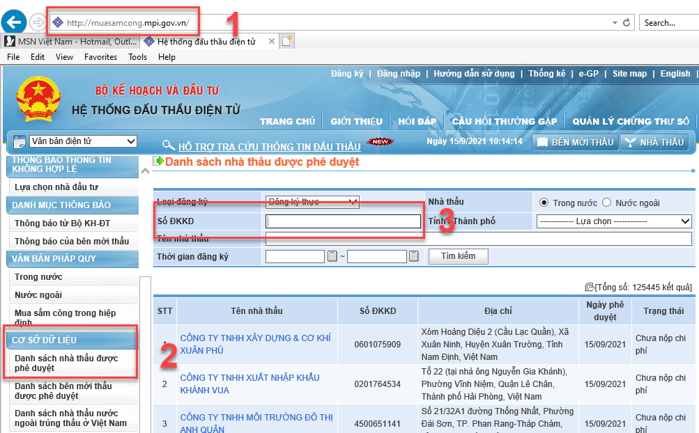 tìm kiếm thông tin nhà cung cấp trên muasamcong