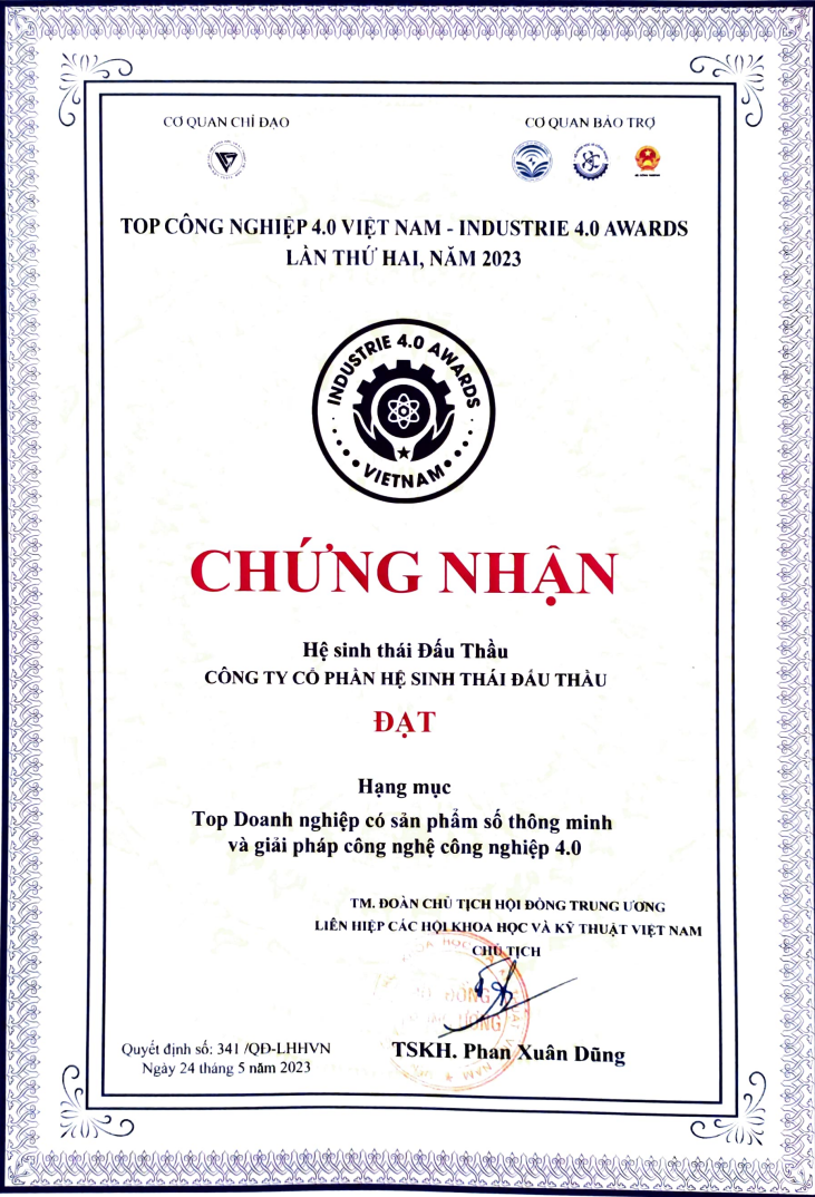 Chứng nhận Top Công nghiệp 4 0 Việt Nam I4 0 Awards