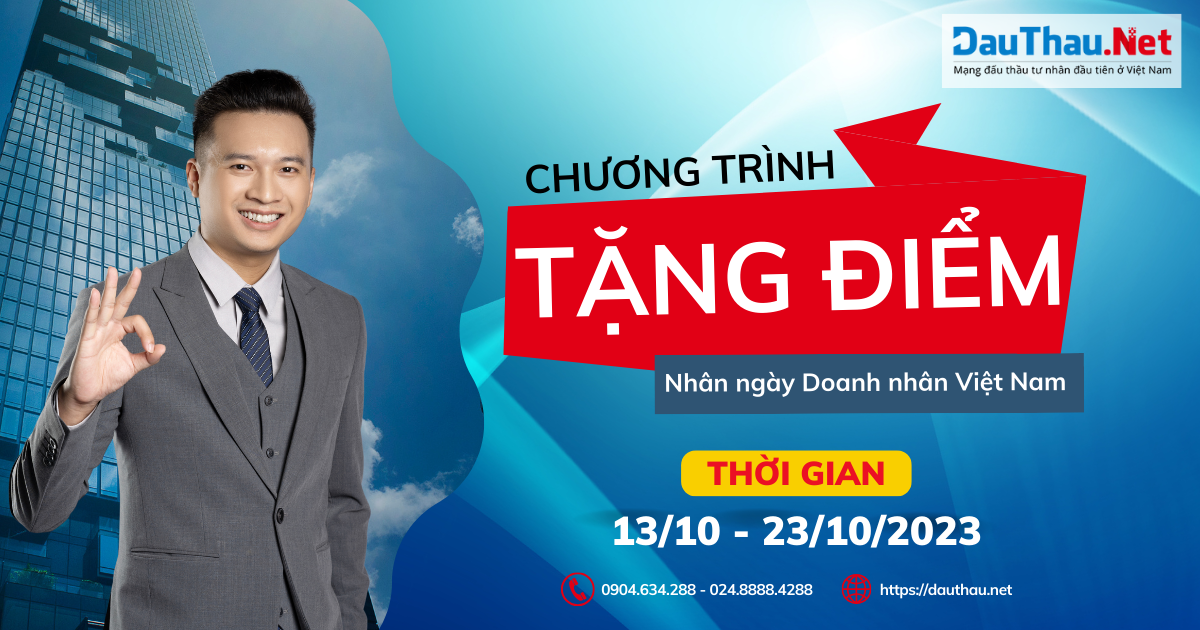 Chương trình tặng điểm “khủng” - Tri ân khách hàng DauThau.Net nhân ngày Doanh nhân Việt Nam 13/10