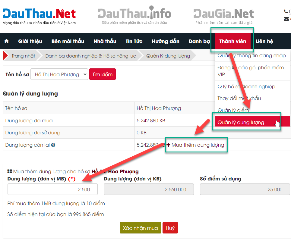 Mua dung lượng upload file