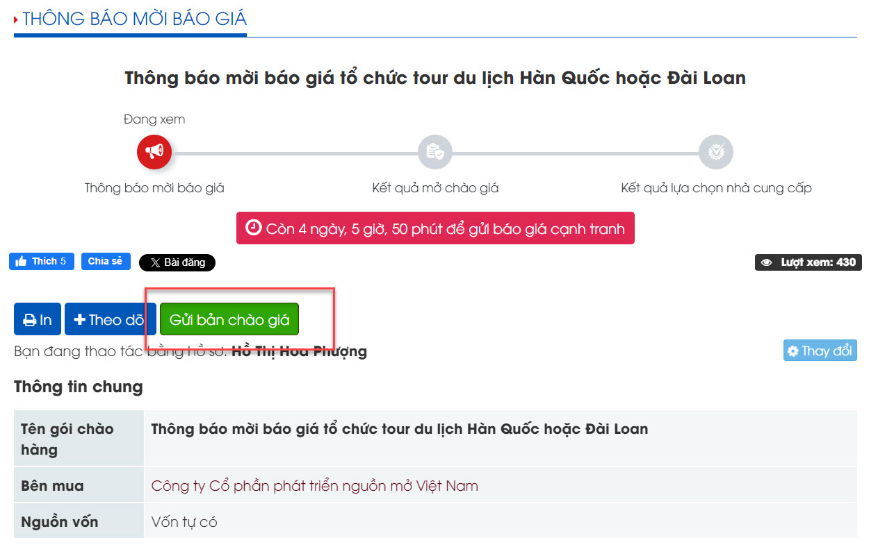 gửi bản chào giá