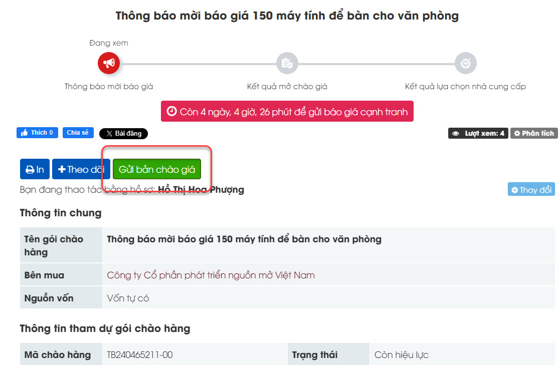 gửi bản chào giá