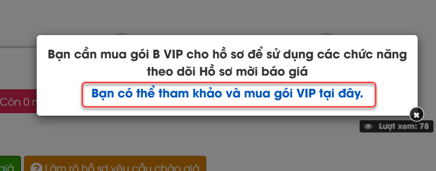 thông báo đăng ký VIP