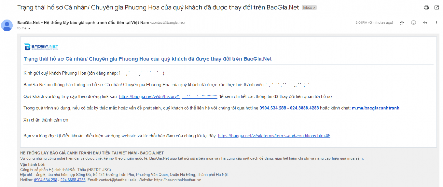 email thông báo