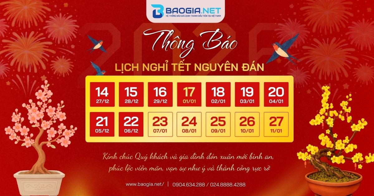 BaoGia.Net thông báo lịch làm việc Tết Nguyên Đán 2026